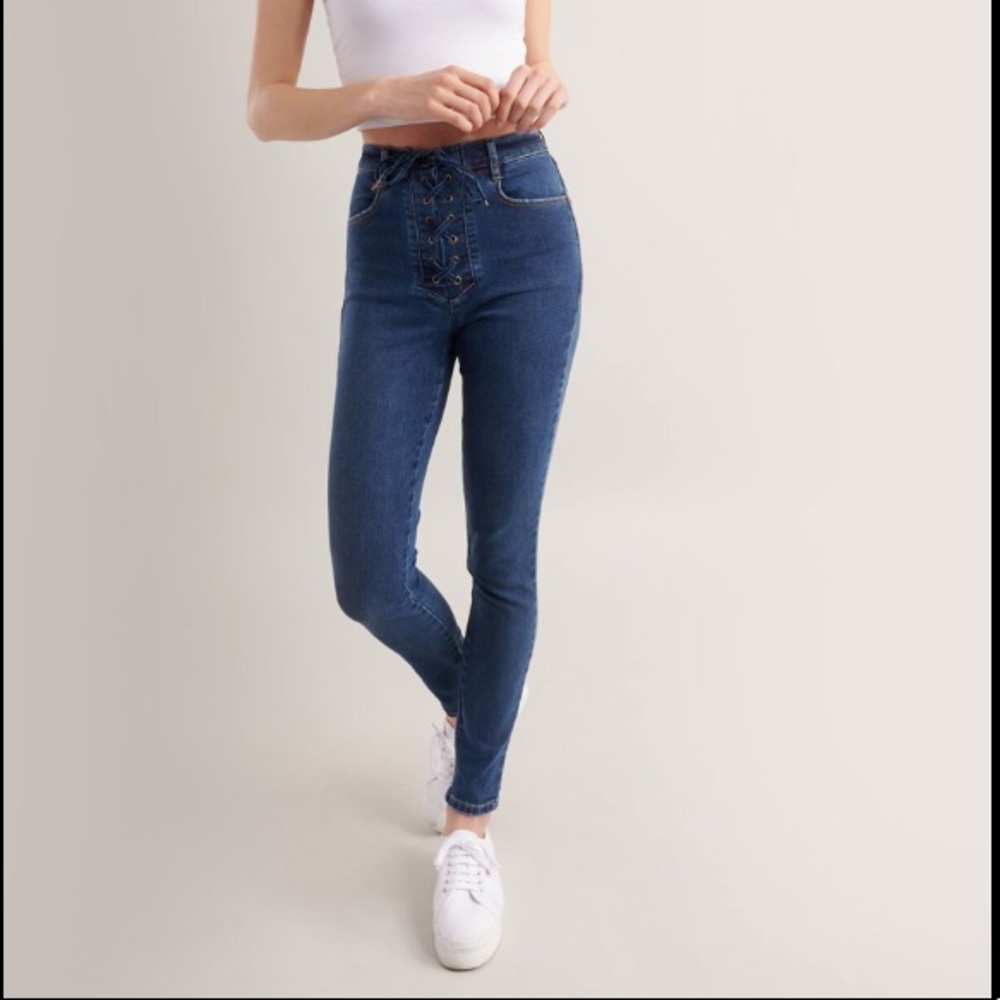 GARAGE Ultra High Rise Lace Up Fly Jeggings Size 0 - Picture 2 of 9
